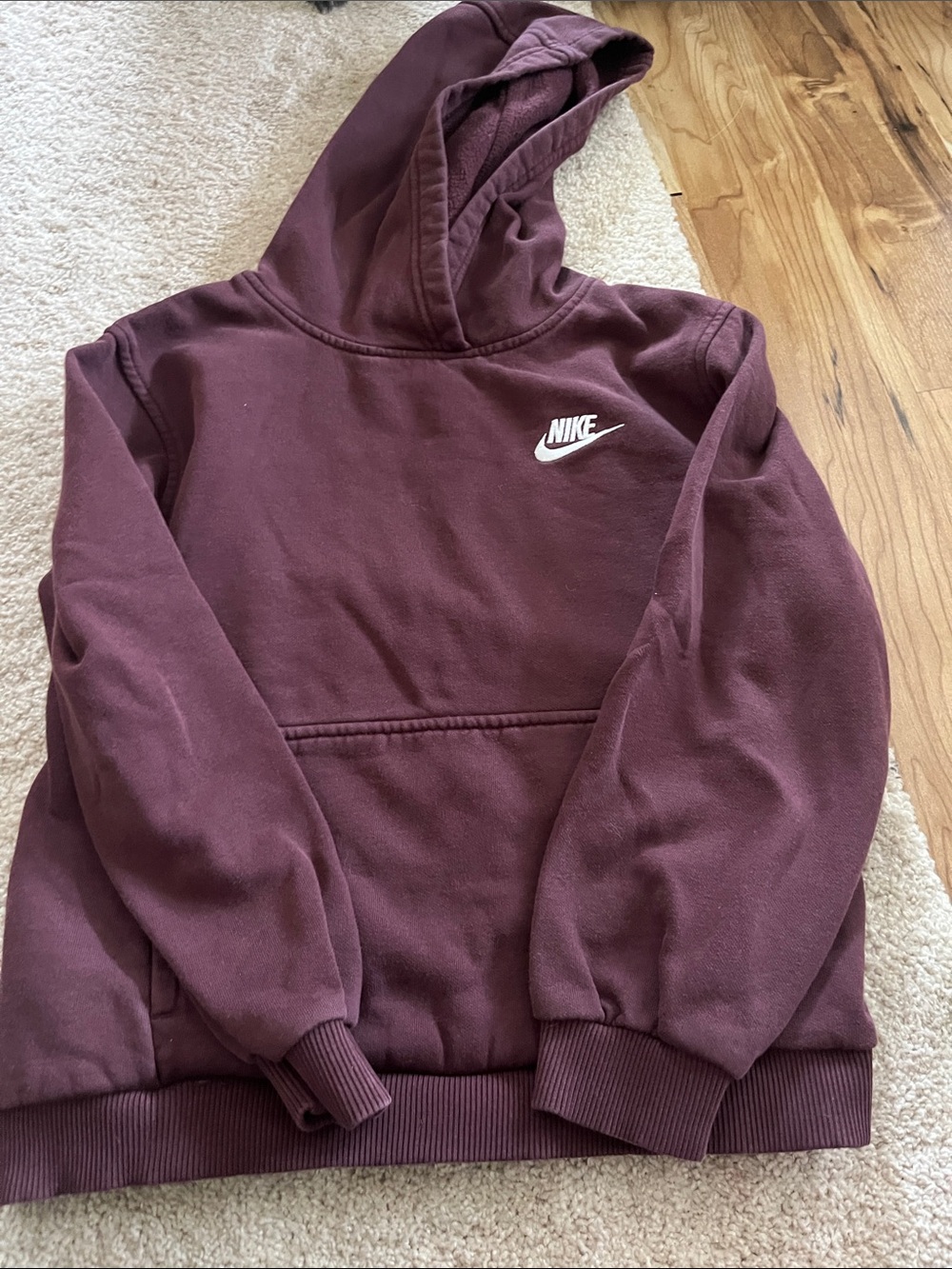 Nike Burgundy Hoodie with White Swoosh